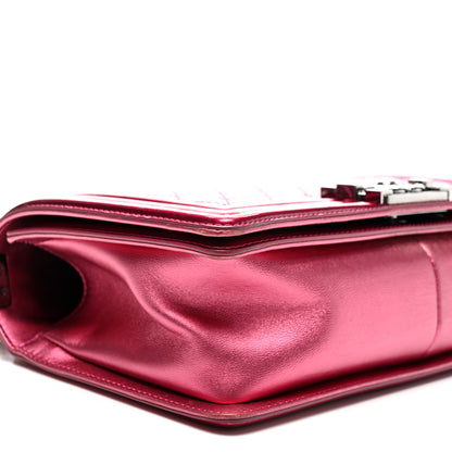 Chanel Metallic Patent Calfskin Quilted Medium Boy Flap Pink 9 of 10