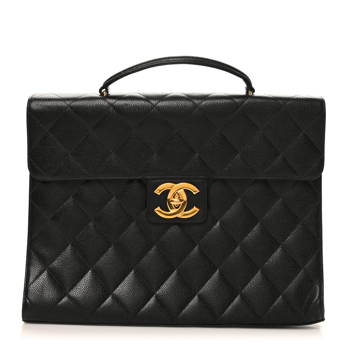 Caviar Quilted Briefcase Laptop Bag Black