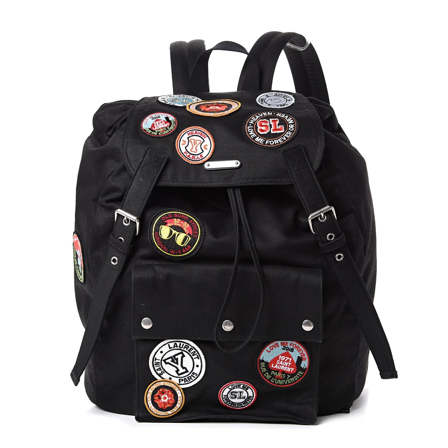 Canvas Multi Patch Backpack Black