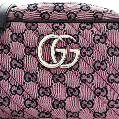 Gucci Monogram Multicolor Matelasse Diagonal Small GG Marmont Chain Shoulder Bag Pink Blue 9 of 12