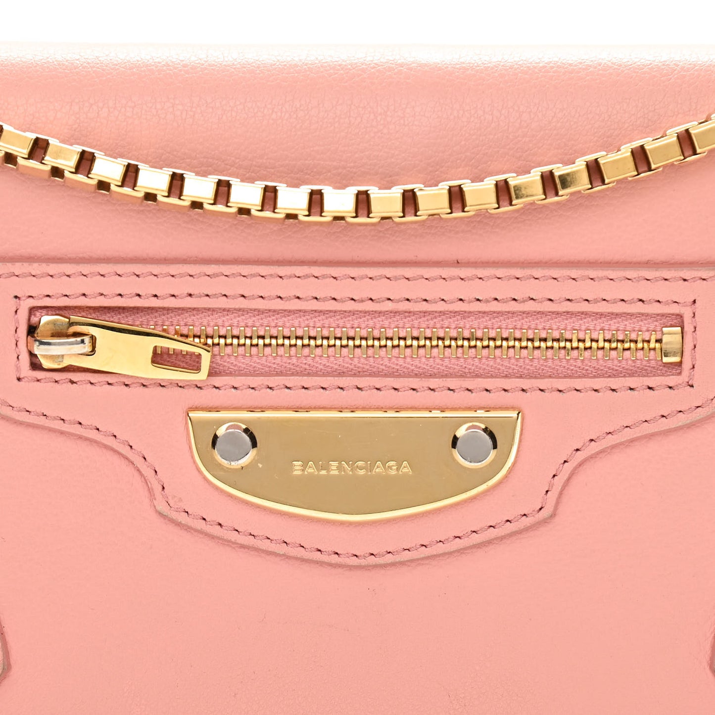 Veau Amp Plate Gold Chain Wallet Rose