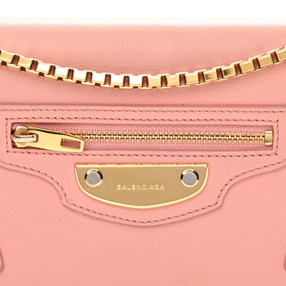 Balenciaga Veau Amp Plate Gold Chain Wallet Rose 7 of 10