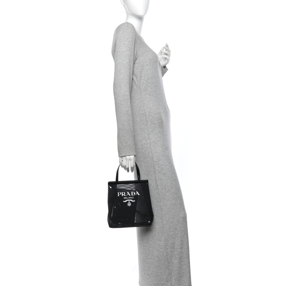 Prada Sequin Rete Paillettes Small Tote Bag Black 2 of 11