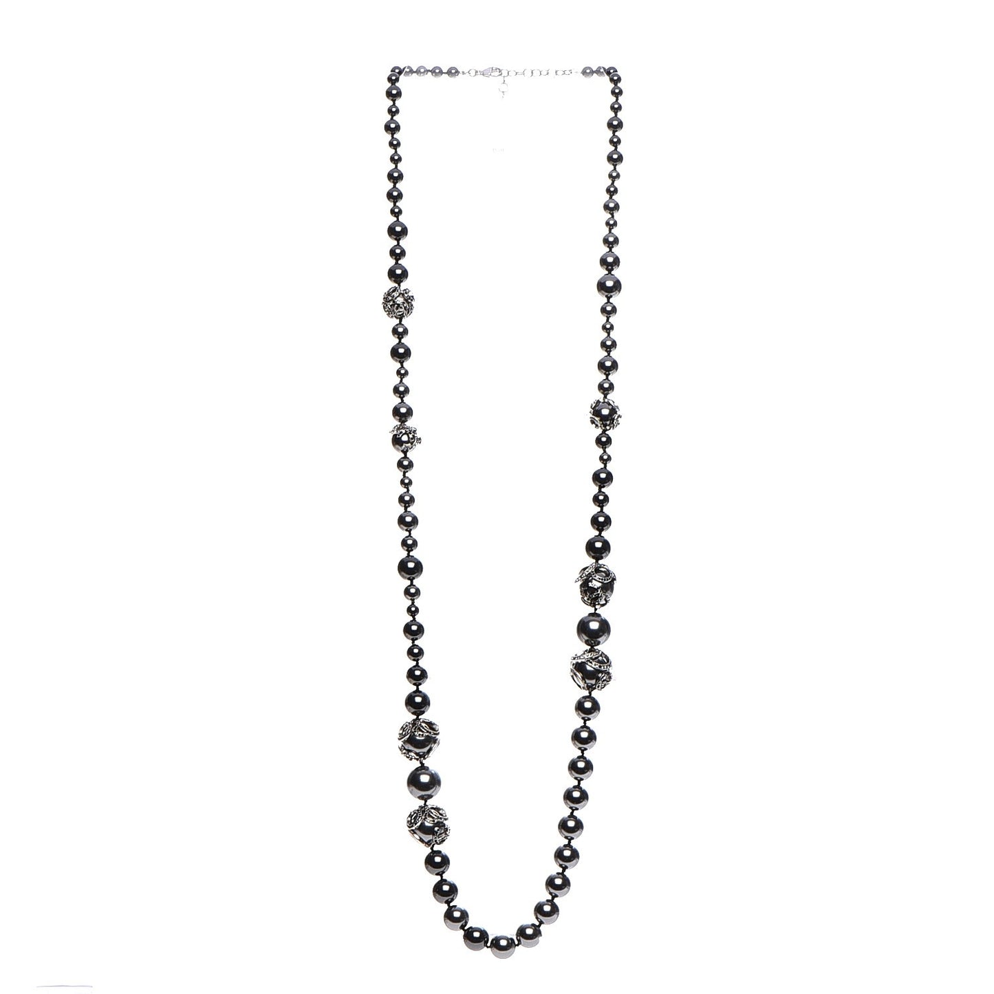 Graduated Pearl Crystal CC Long Necklace