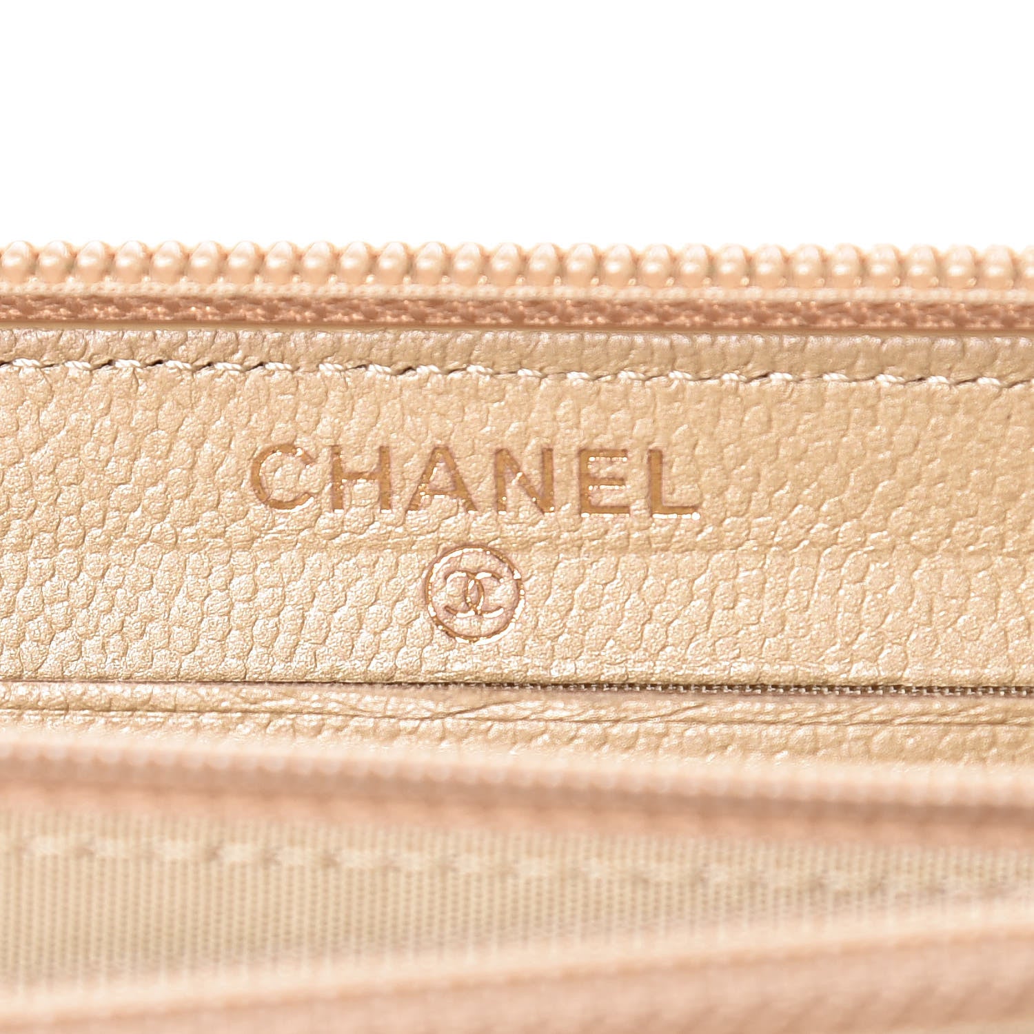 Chanel Metallic Caviar Quilted Small Boy Zip Around Wallet Light Gold 6 of 9