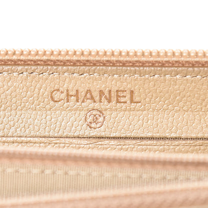 Chanel Metallic Caviar Quilted Small Boy Zip Around Wallet Light Gold 6 of 9