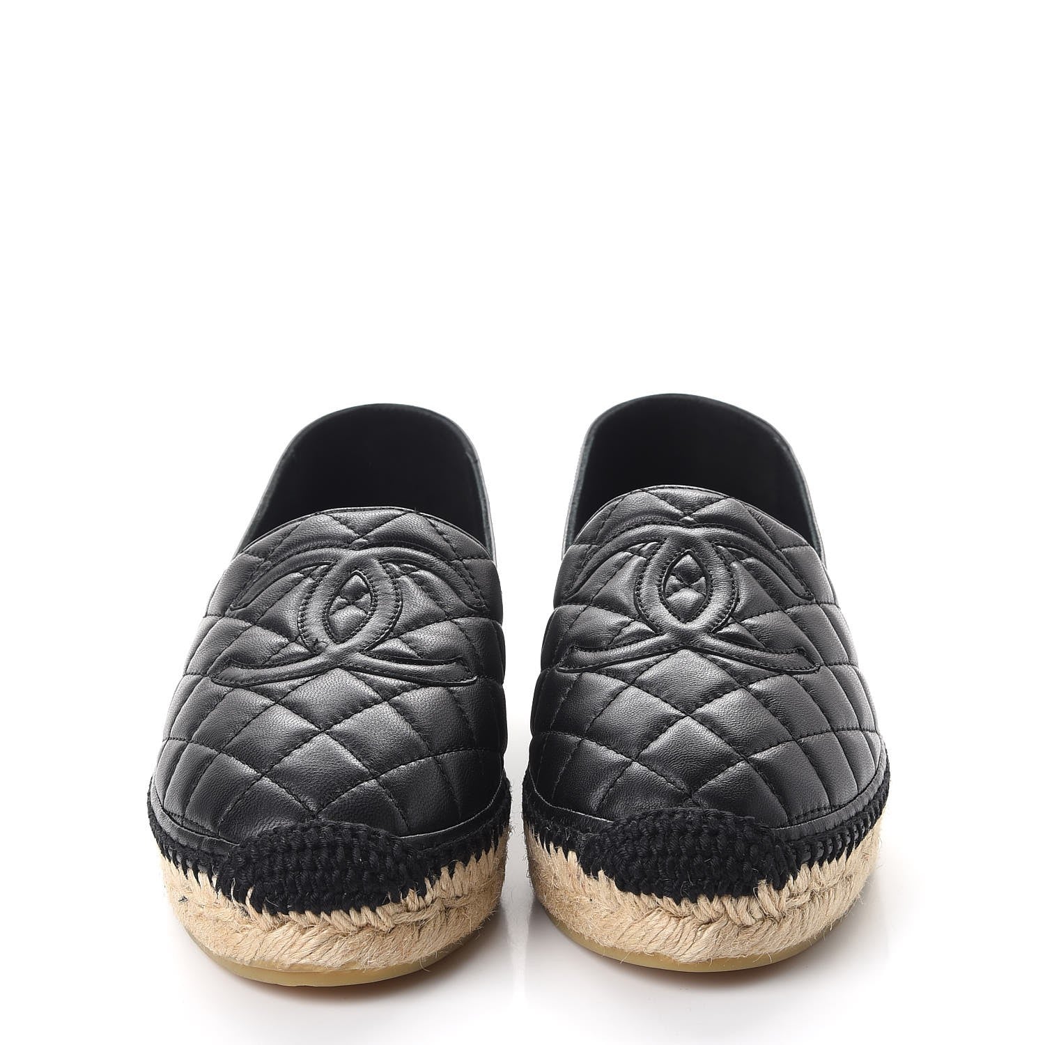 Chanel Lambskin Quilted CC Espadrilles 38 Black 2 of 12