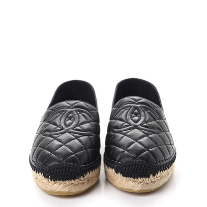 Chanel Lambskin Quilted CC Espadrilles 38 Black 2 of 12