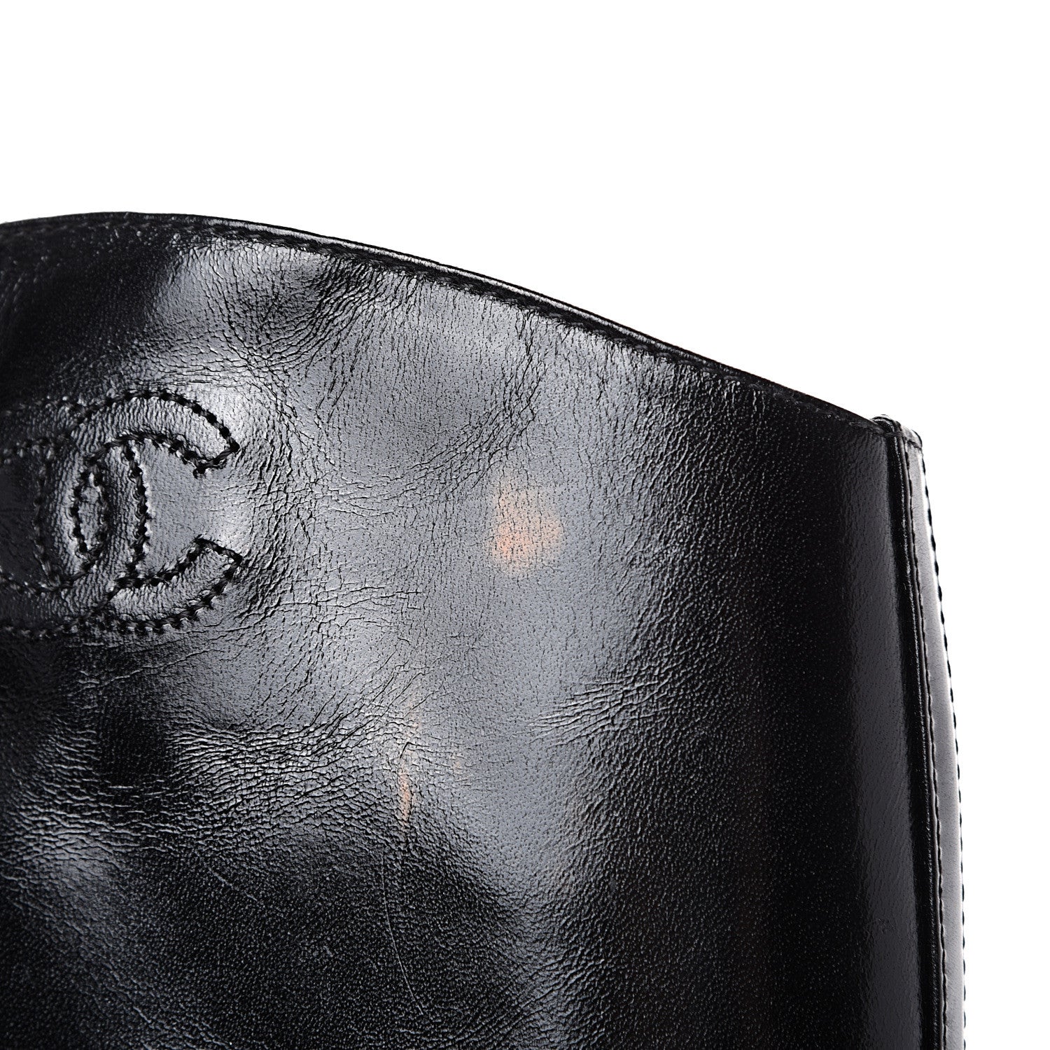 Chanel Glazed Calfskin CC High Boots 37 Black 8 of 10