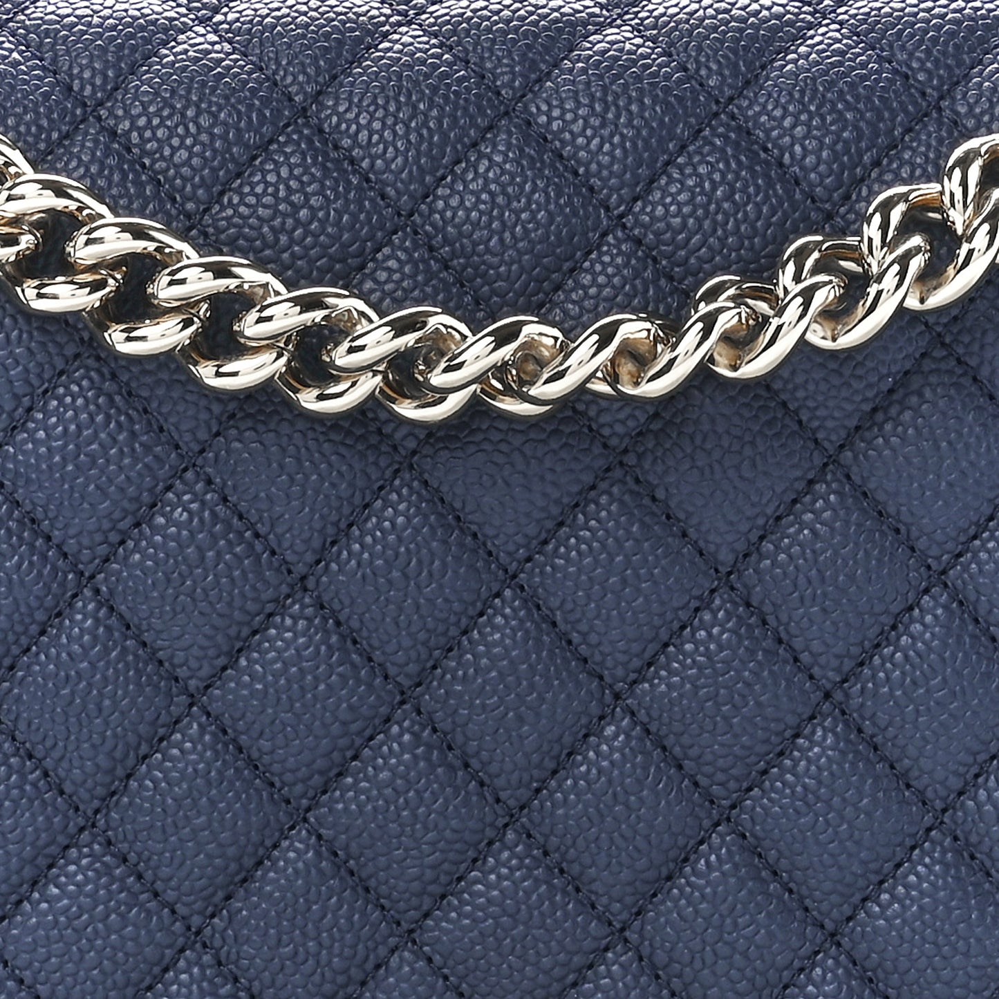 Caviar Quilted New Medium Boy Flap Dark Navy Blue