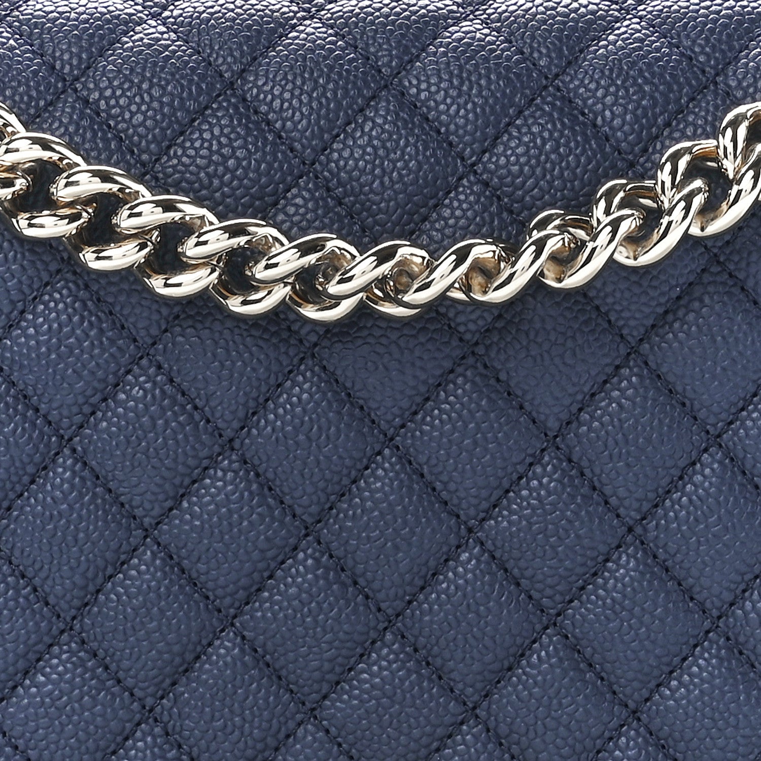 Chanel Caviar Quilted New Medium Boy Flap Dark Navy Blue 8 of 11