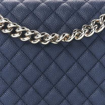 Chanel Caviar Quilted New Medium Boy Flap Dark Navy Blue 8 of 11