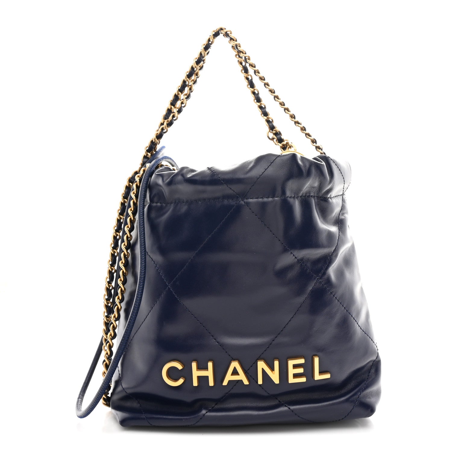 Chanel Shiny Calfskin Quilted Mini Chanel 22 Navy Blue 1830632