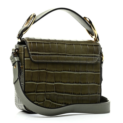 Chloe Calfskin Crocodile Embossed Mini C Double Carry Misty Forest 2 of 4