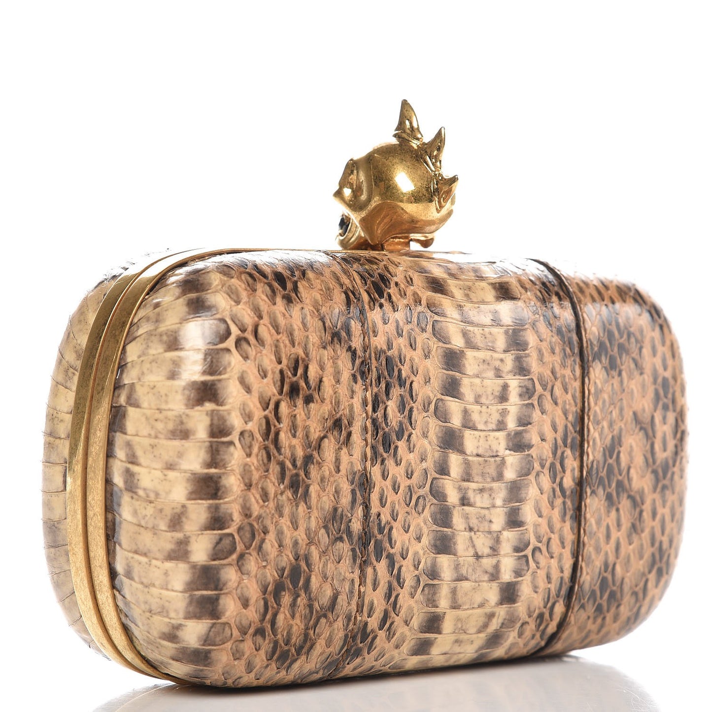 Python Skull Box Clutch Brown