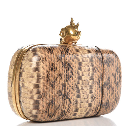 Alexander McQueen Python Skull Box Clutch Brown 3 of 9
