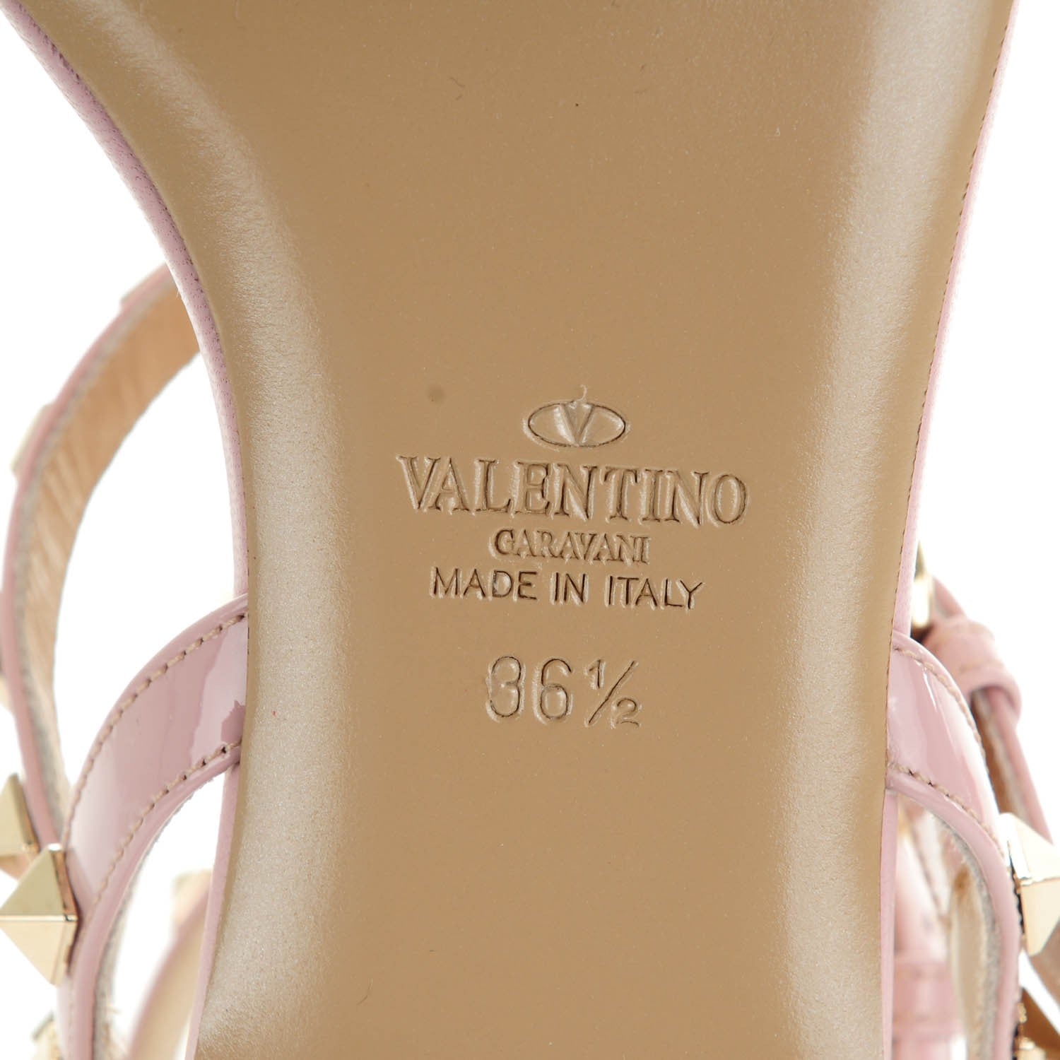Valentino Garavani Patent Rockstud Ankle Wrap Flat Thong Sandals 36.5 Cipria 6 of 8