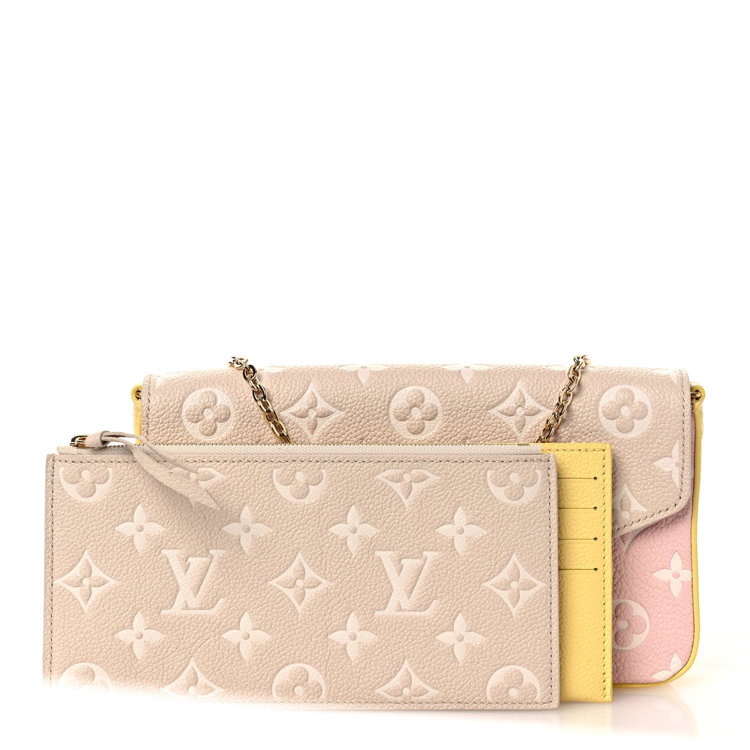 Louis Vuitton Empreinte Spring in the City Felicie Pochette Chain Wallet Pink Beige Yellow 3 of 10