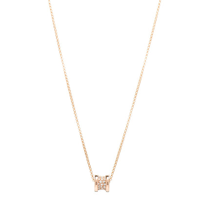 Bulgari 18K Rose Gold Diamond Small B.Zero1 Pave Pendant Necklace 1 of 4
