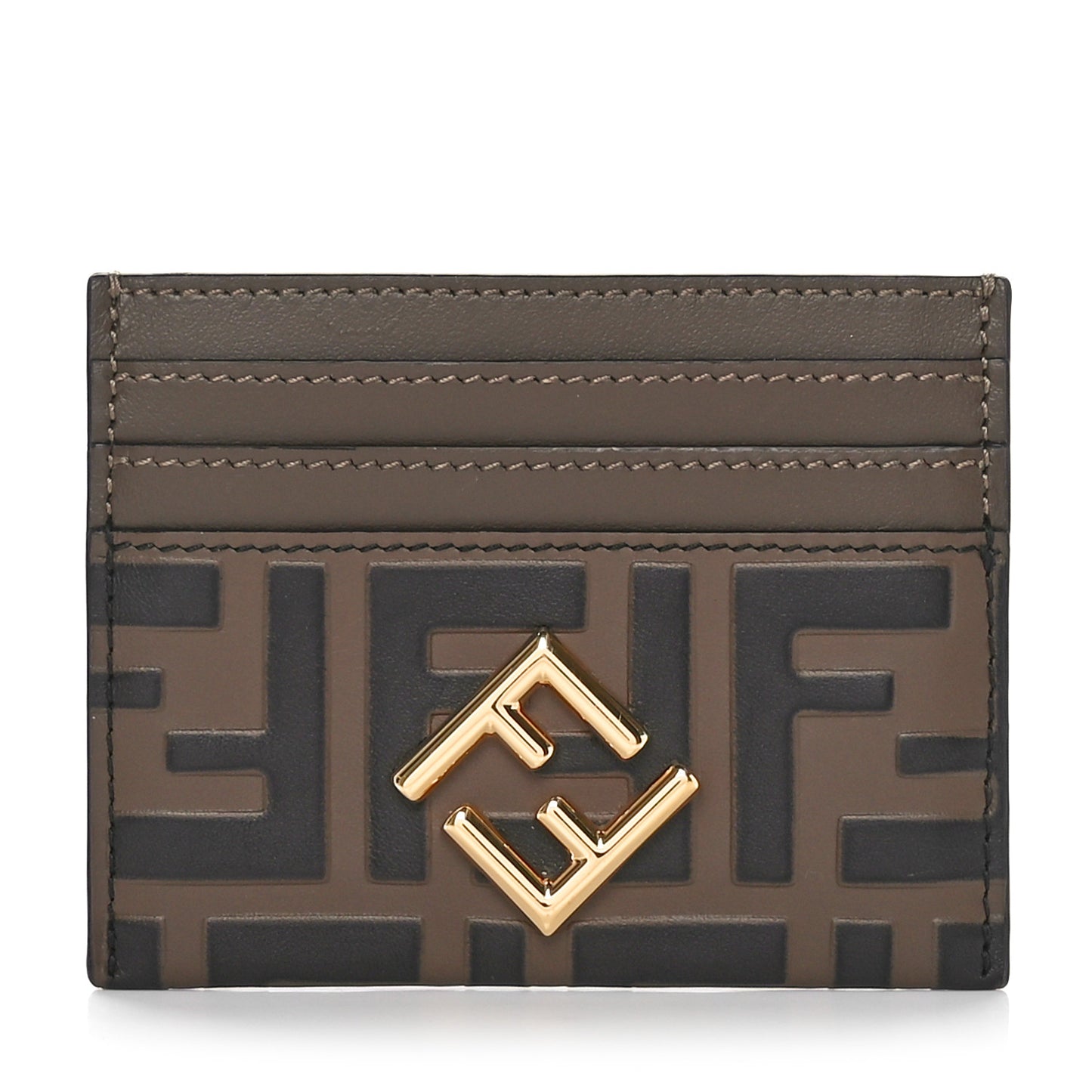Vitello Ceylon Bi-Color FF 1974 Embossed FF Diamonds Card Holder Maya Black