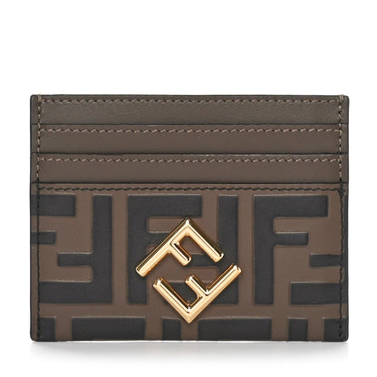 Fendi Vitello Ceylon Bi-Color FF 1974 Embossed FF Diamonds Card Holder Maya Black 1 of 7