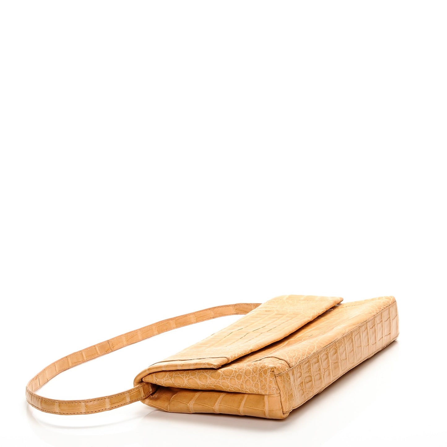 Crocodile Soft Flap Clutch Beige