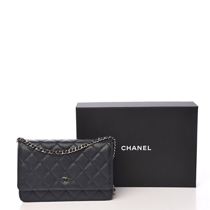Chanel Caviar Quilted Wallet On Chain WOC Navy Blue 11 of 11