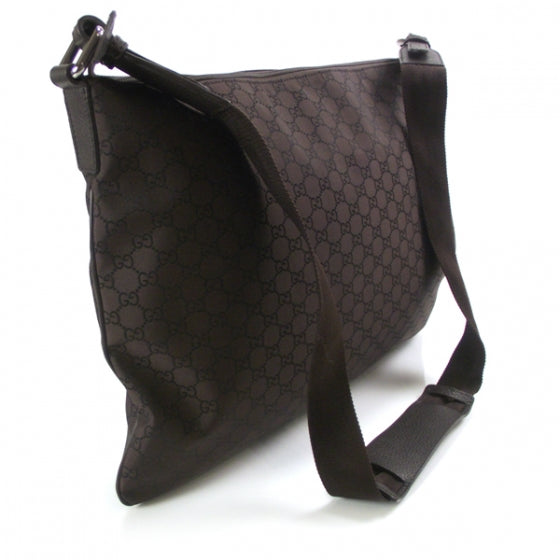 Nylon Monogram Flat Messenger Bag Brown