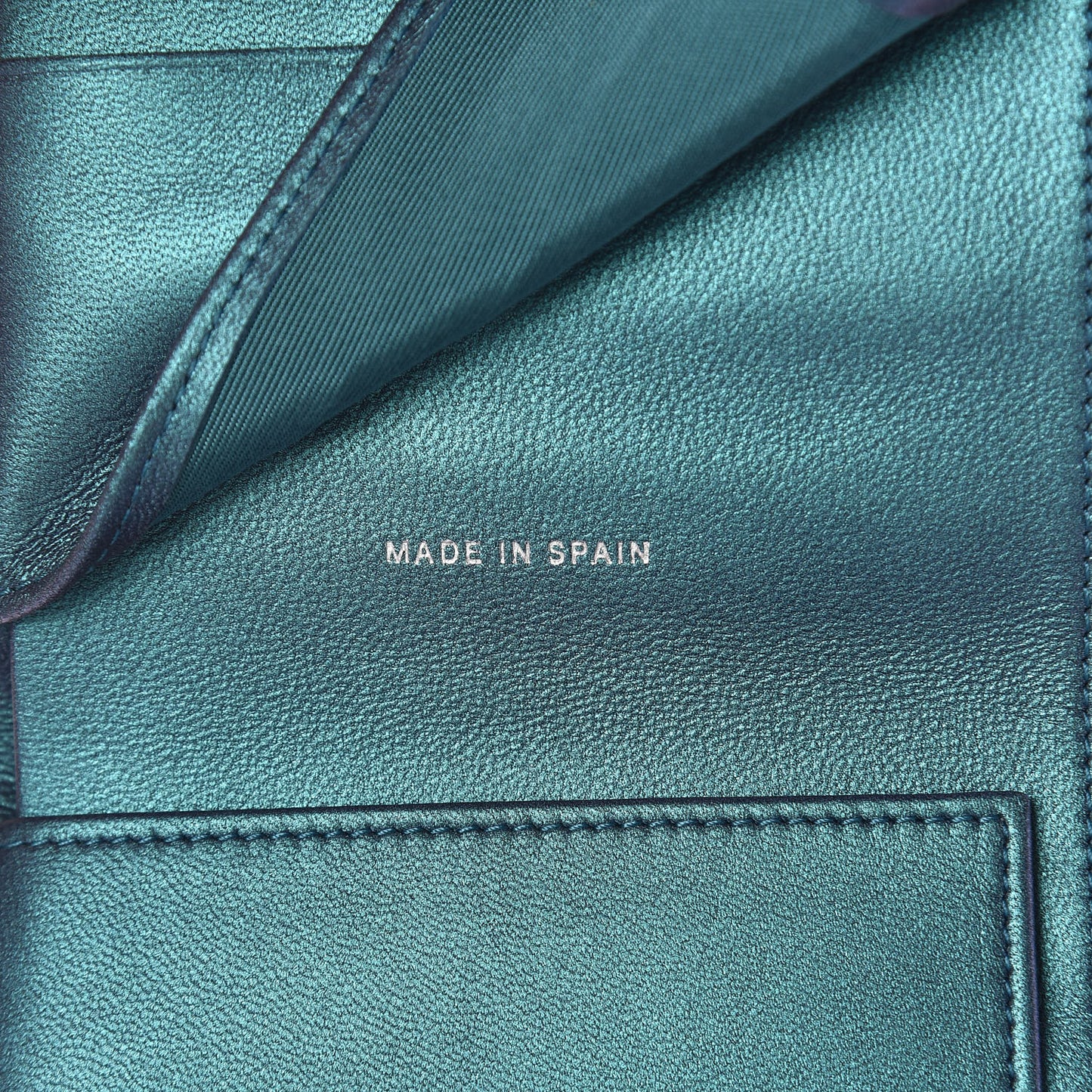 Iridescent Lambskin Quilted Small Compact Wallet Turquoise