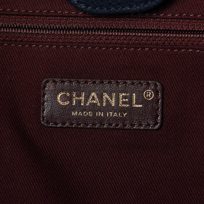 Chanel Iridescent Caviar Quilted Globe Trotter Shopping Tote Navy Blue 7 of 13