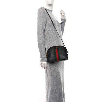 Gucci Calfskin GG Web Small Ophidia Dome Shoulder Bag Black 2 of 12