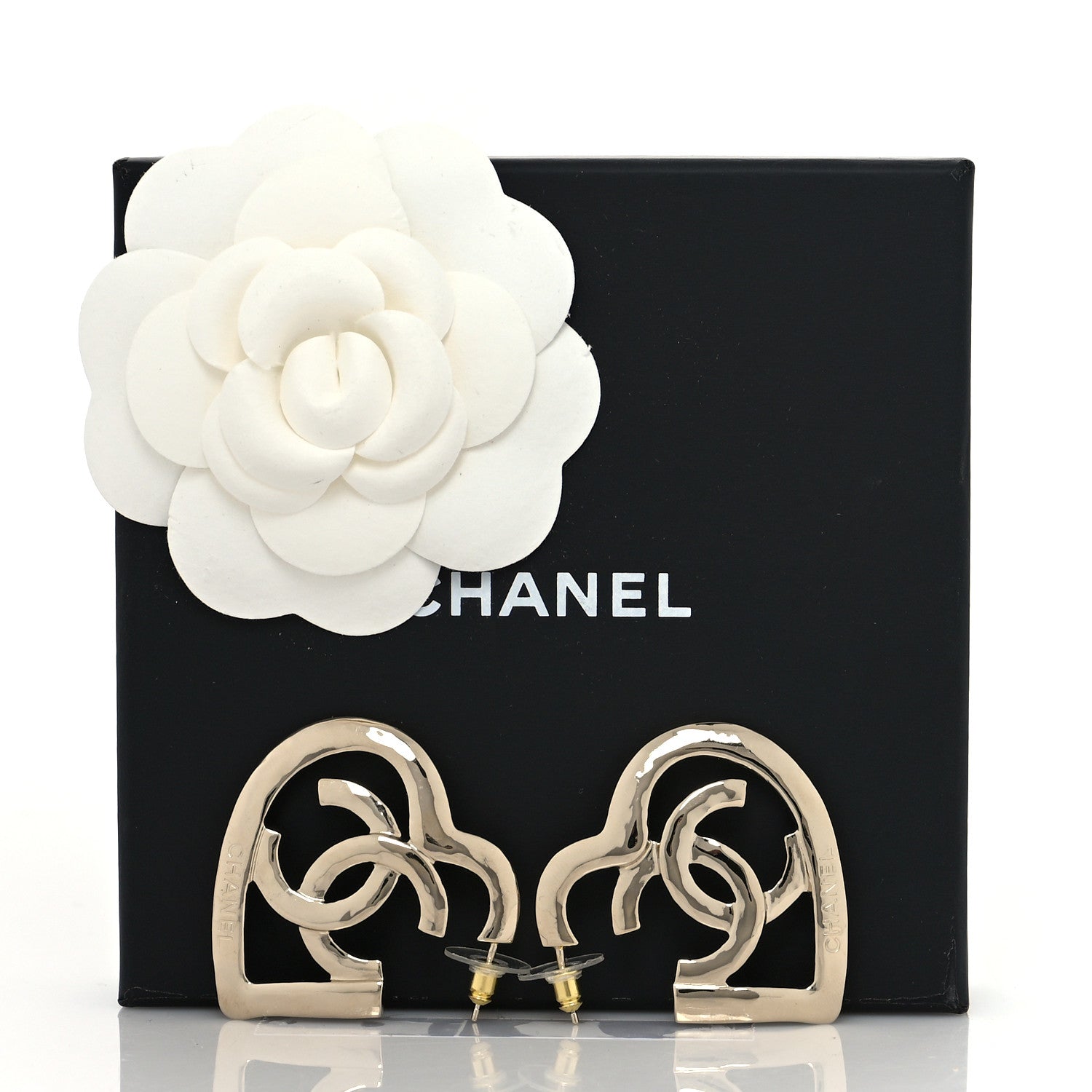 Chanel Metal CC Heart Coco In Love Hoop Earrings Gold 5 of 5