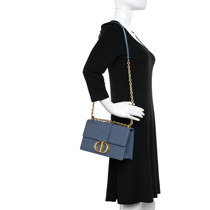 Christian Dior Grained Calfskin Embossed 30 Montaigne Chain Flap Bag Blue 2 of 12