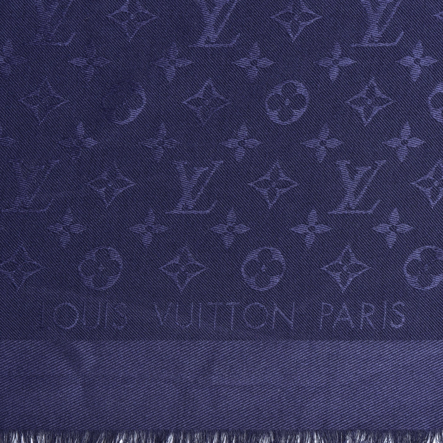 Louis Vuitton Silk Wool Monogram Shawl Night Blue 2 of 3