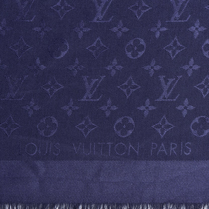 Louis Vuitton Silk Wool Monogram Shawl Night Blue 2 of 3