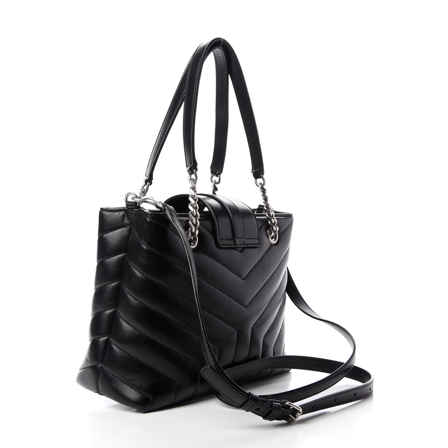 Calfskin Y Quilted Monogram Small Loulou Shopper Black