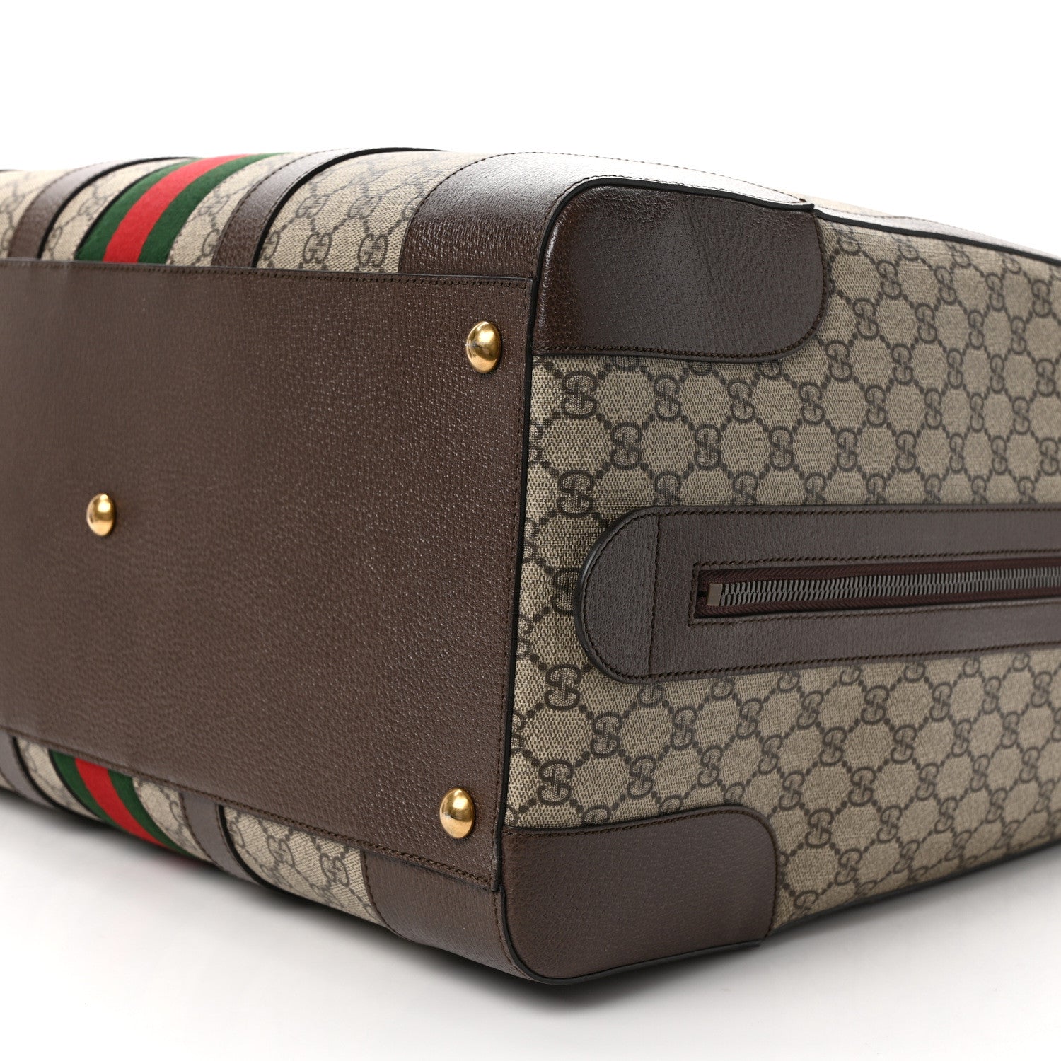 Gucci GG Supreme Monogram Textured Dollar Calfskin Web Savoy Duffle Bag Beige Ebony New Acero 8 of 8