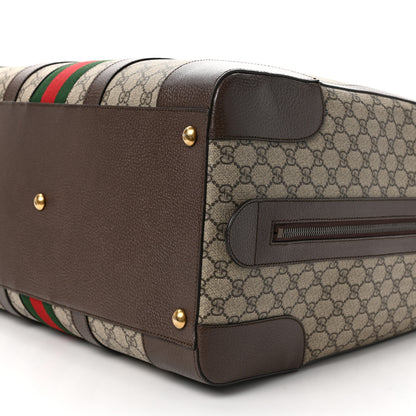 Gucci GG Supreme Monogram Textured Dollar Calfskin Web Savoy Duffle Bag Beige Ebony New Acero 8 of 8