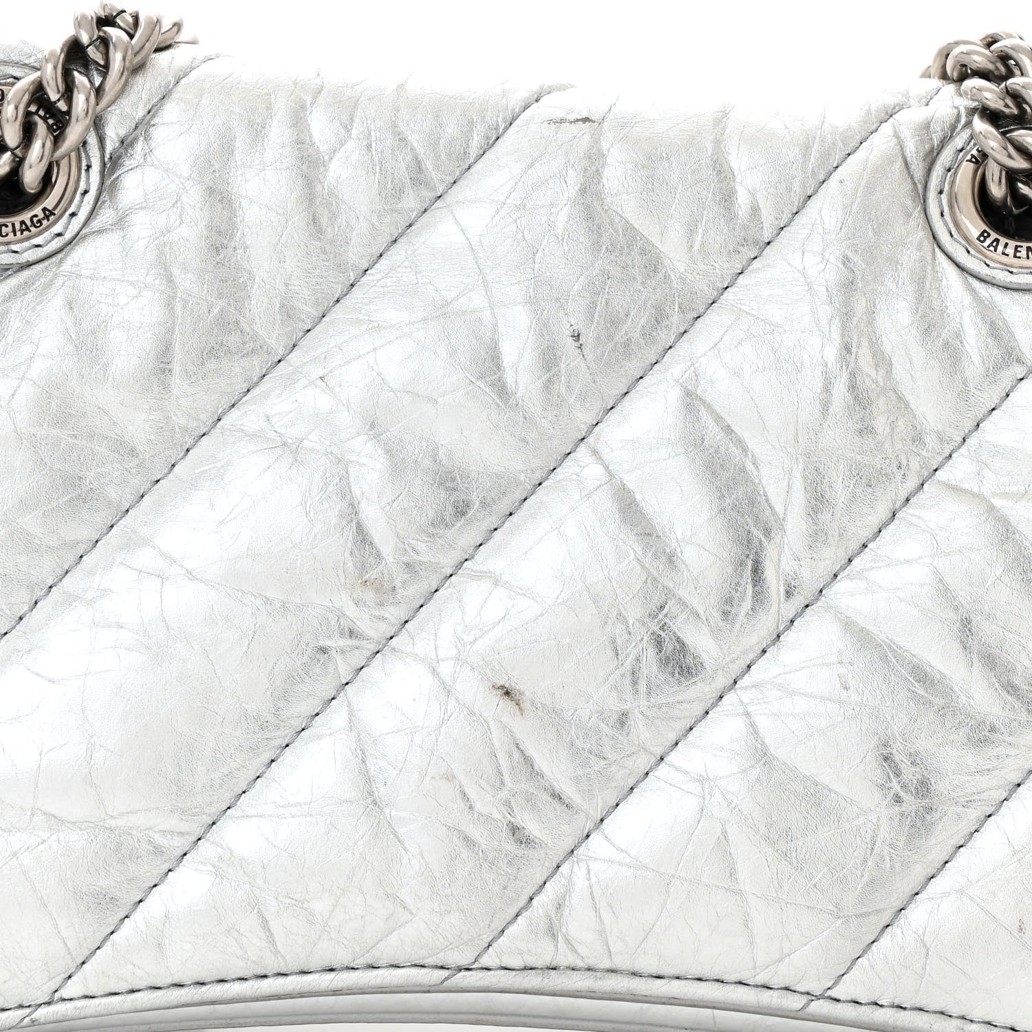 Balenciaga Crushed Calfskin Quilted Small Crush Chain Bag Silver 12 of 12