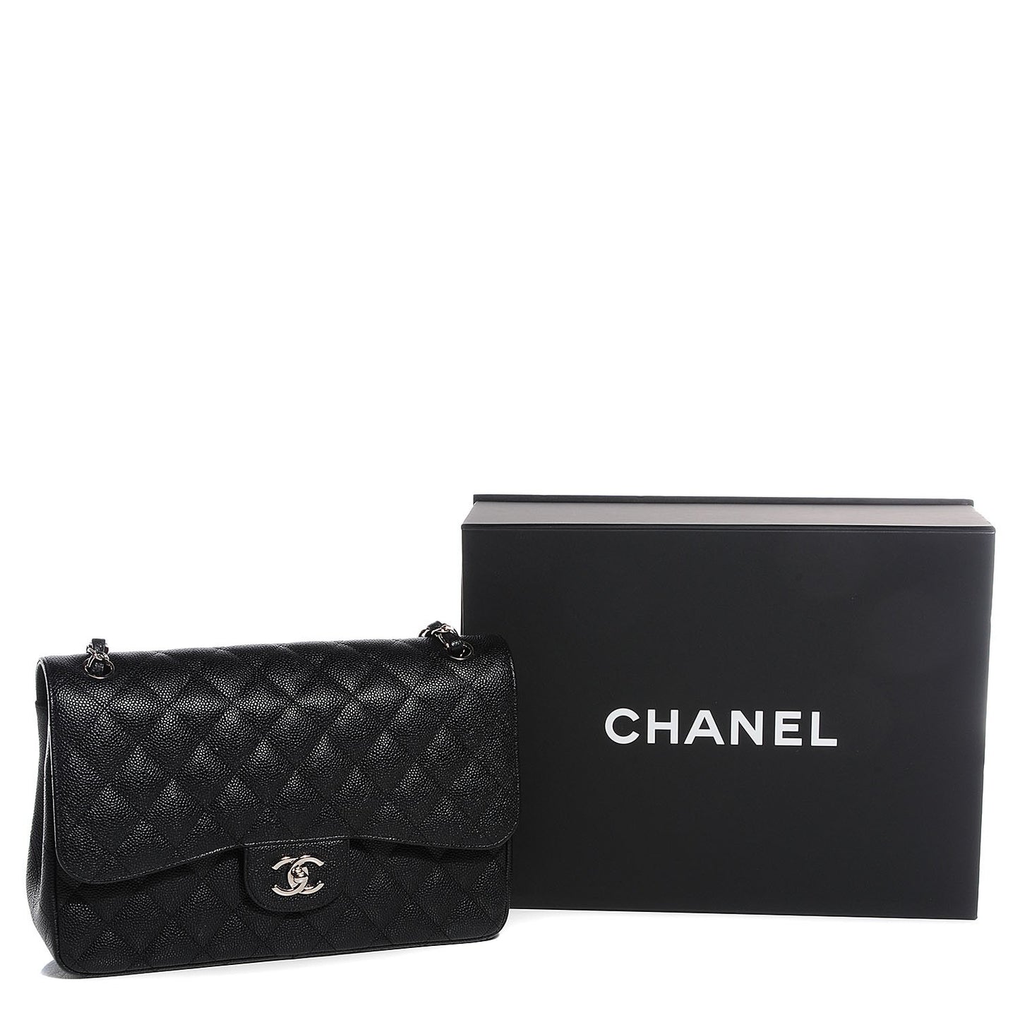 Caviar Quilted Jumbo Double Flap Black
