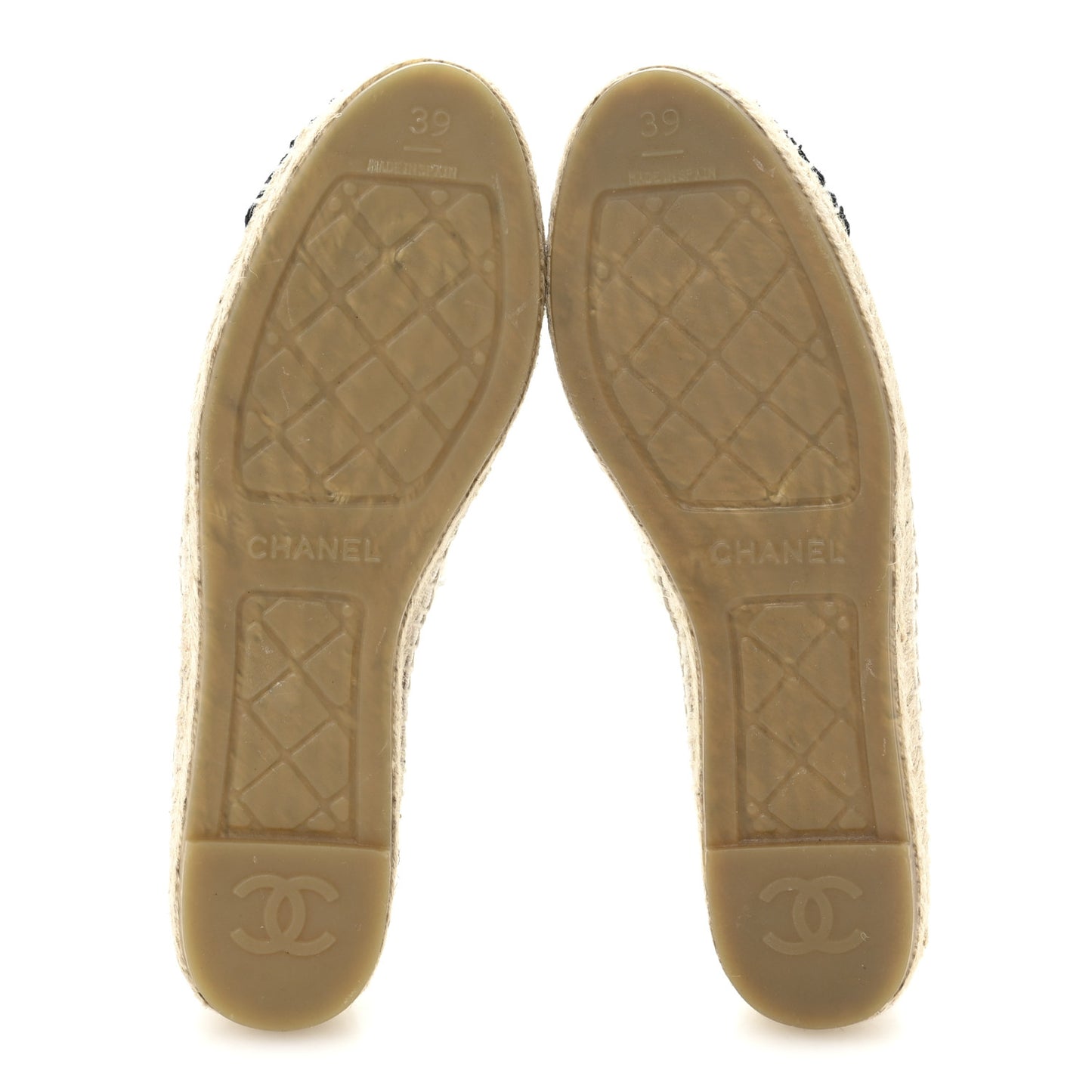 Tweed CC Espadrilles 39 Ecru White Blue Black