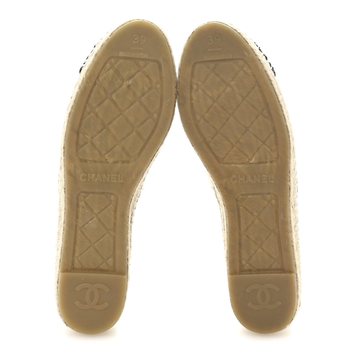 Chanel Tweed CC Espadrilles 39 Ecru White Blue Black 6 of 10