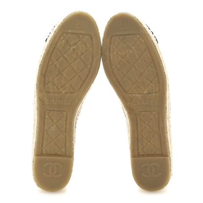 Chanel Tweed CC Espadrilles 39 Ecru White Blue Black 6 of 10