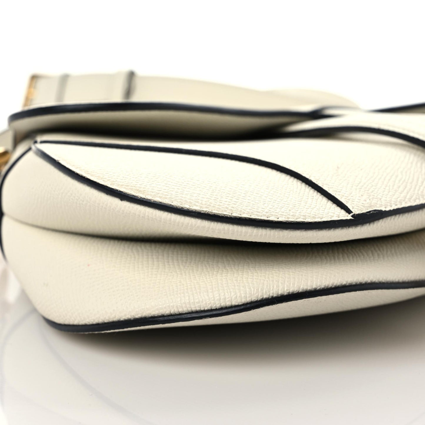 Grained Calfskin Saddle Bag With Strap Latte