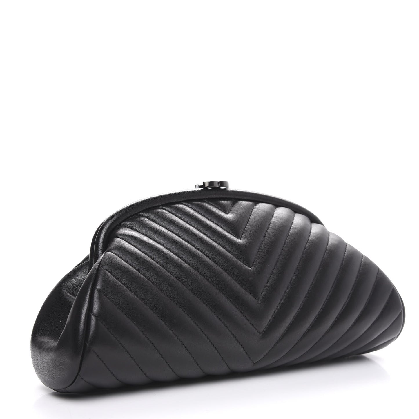 Lambskin Chevron Quilted Timeless Clutch So Black