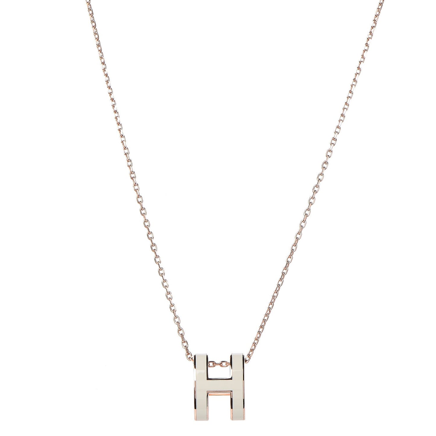 Lacquered Palladium Pop H Pendant Necklace White