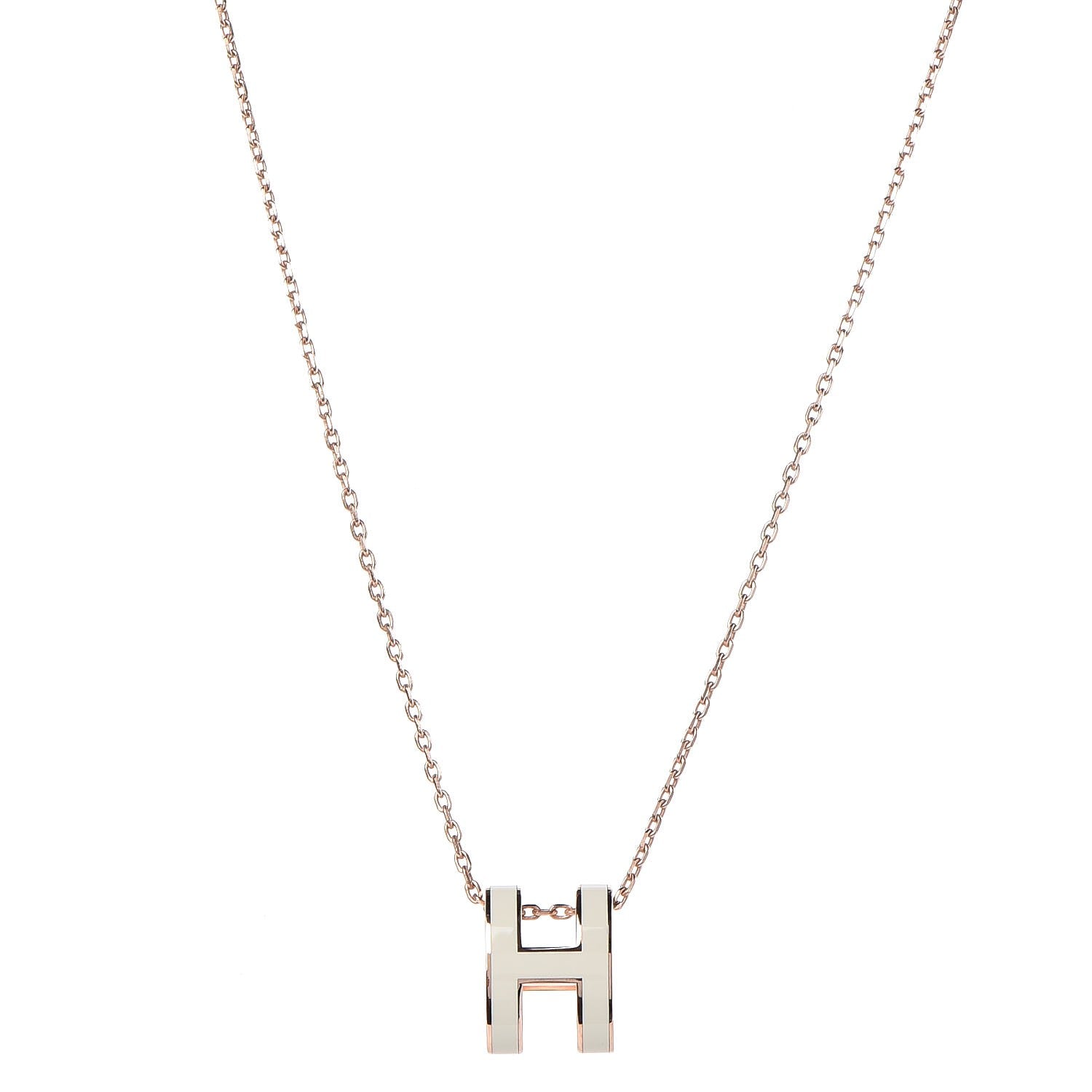 Hermes Lacquered Palladium Pop H Pendant Necklace White 1 of 6