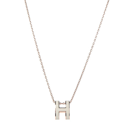 Hermes Lacquered Palladium Pop H Pendant Necklace White 1 of 6