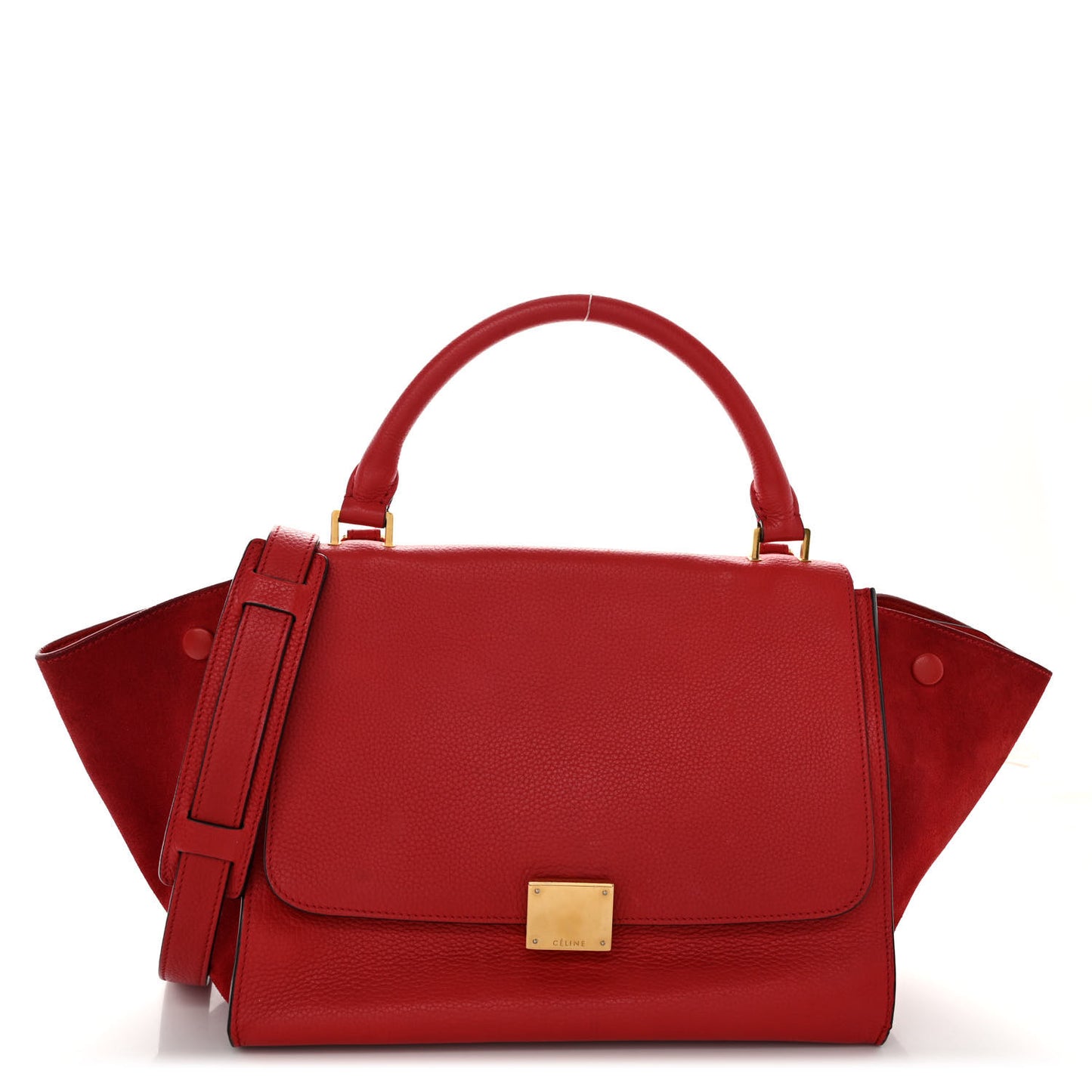 Drummed Calfskin Suede Small Trapeze Coquelicot