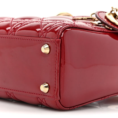 Christian Dior Patent Cannage Mini Lady Dior Red 9 of 12